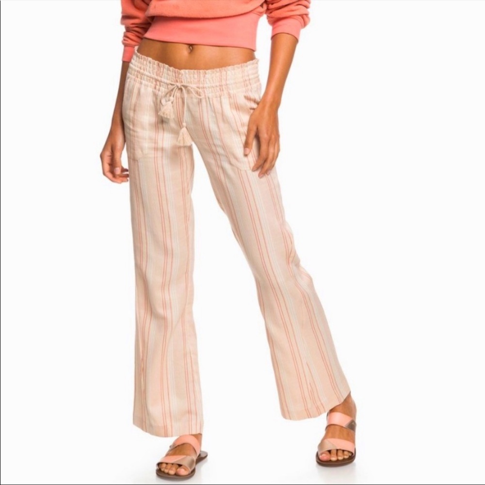 Roxy Oceanside Gauze Striped Wide Leg Beach Pants M